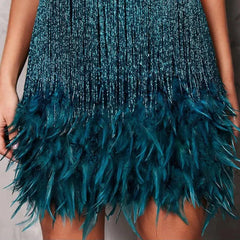 Teressa Feather Tassel Sequin Mini Dress