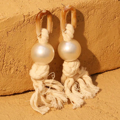 Amana Pearl and Rope Statement Tassel Earrings