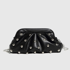Valentina Chic Vegan Leather Studded Clutch Bag