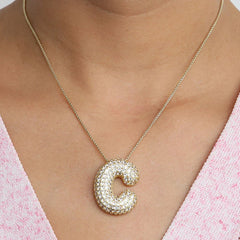 CZ Zircon Alphabet Letter Necklace