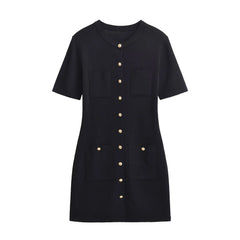 Olivia Retro Button Down Mini Knit Dress
