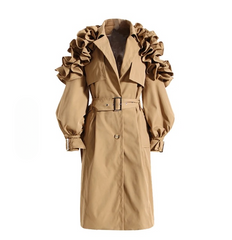 Octavia Ruffle Applique Trench Coats