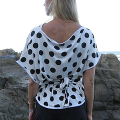 Rael Big Polka Dot One-Shoulder Short Sleeve Top