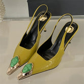Malina Gemstone Pointed Toe Slingback Sandals