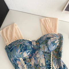 Camila Floral Lace-Up Corset Top