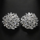 Haylo Round Crystal Clip Earrings