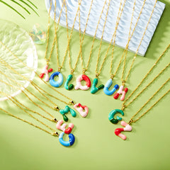 Colorful Resin Initial Letter Necklaces