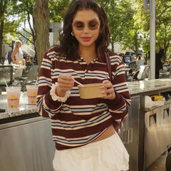 Bessie Casual Striped Polo T-shirts