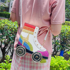 Fun Rainbow Glitter Roller Skate Handbag