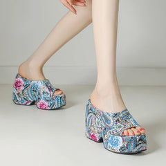 Karuna Colorful Paisley Prints Wedge Sandals