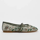 Saachi Floral Embroidery Mesh Ballet Flats