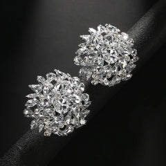 Haylo Round Crystal Clip Earrings