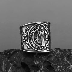 Saint-Benedict Exorcist Wide-Band Ring