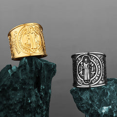 Saint-Benedict Exorcist Wide-Band Ring