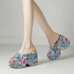 Karuna Colorful Paisley Prints Wedge Sandals