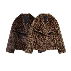 Sonya Big Lapel Faux Fur Leopard Coat