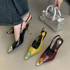 Malina Gemstone Pointed Toe Slingback Sandals