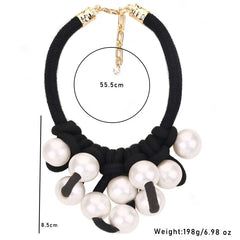 Morgana Pearl and Knot Statement Bib Necklace