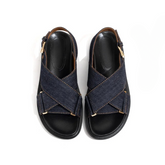 Olive Dark Denim Upper Sling Back Sandals