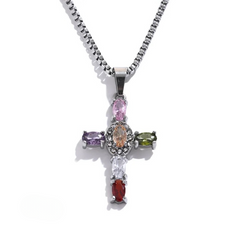 Luxe Cubic Zirconia Cross-Motif Pendant Necklace