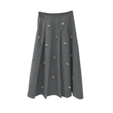 Leslie Crystal Embellished Pleated Midi Skirts