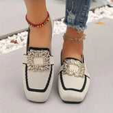 Shiela Jewel Buckle Canvas Loafers