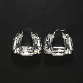 Chic Rhinestone Square Hoop Earrings