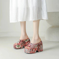 Karuna Colorful Paisley Prints Wedge Sandals