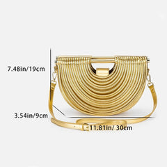 Pamela Metallic Sculpted Crescent Shoulder Bag