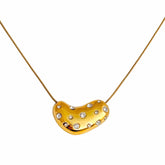 Golden Heart Zircon and Pearl Pendant Necklaces