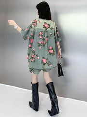 Emica Floral Print Denim Shirts