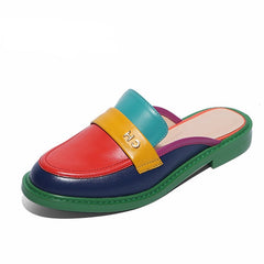 Sidney Multi Color Block Genuine Leather Slide - 37(US 65.) / 40 (US 8) - SALE