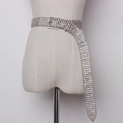 Silver Rhinestone Crystal Extra Long Belt