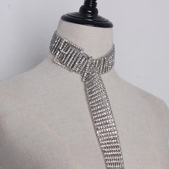 Silver Rhinestone Crystal Extra Long Belt