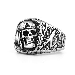 Soldier Skull-Motif Punk Ring