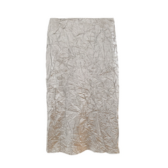 Thelma Crinkle Silver Metallic Skirt