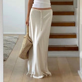 Tossa Draw String Waist Maxi Satin Skirts - 7 Colors
