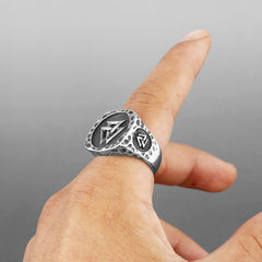 Triangle Stone Rune Odin Ring