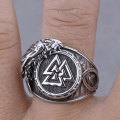 Triangular Rune Crow Ring