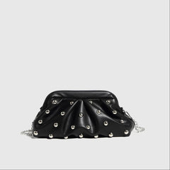 Valentina Chic Vegan Leather Studded Clutch Bag