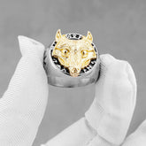 Viking Gold Wolf Head Ring