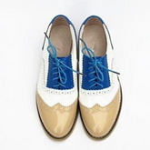 Vintage Genuine Leather Color-Block Oxford Brogues