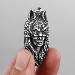Vintage Native Indian Cat Headdress Girl Necklace