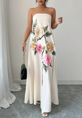 Floral Strapless Dress A Stylish Casual One-piece