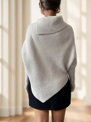 Black Asymmetrical Turtleneck Sweater