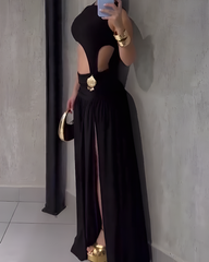 Sleeveless Backless Slit Dress