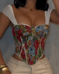 Bandeau Tie Back Slim Fit Corset Top