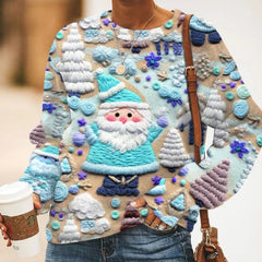 Pullover Christmas Pattern Round Neck Sweatshirt