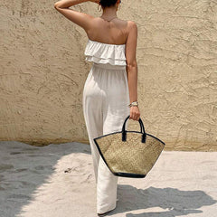 Sleeveless Tube Top Jumpsuit Ruffled Tied Jumpsuit