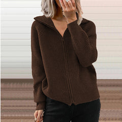 Europe And America Stripe Casual Loose Knitwear Coat Women